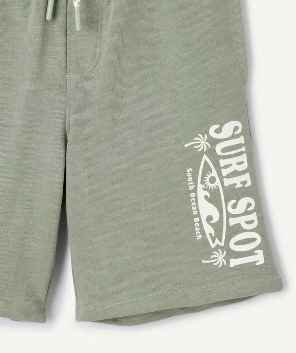 Short garçon droit vert imprimé