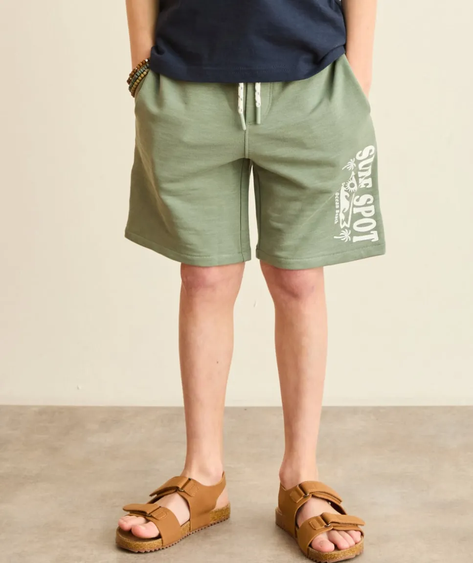 Short garçon droit vert imprimé