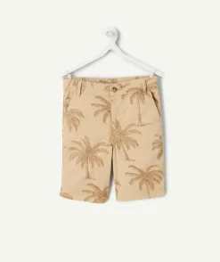 Short garçon imprimé palmiers beige