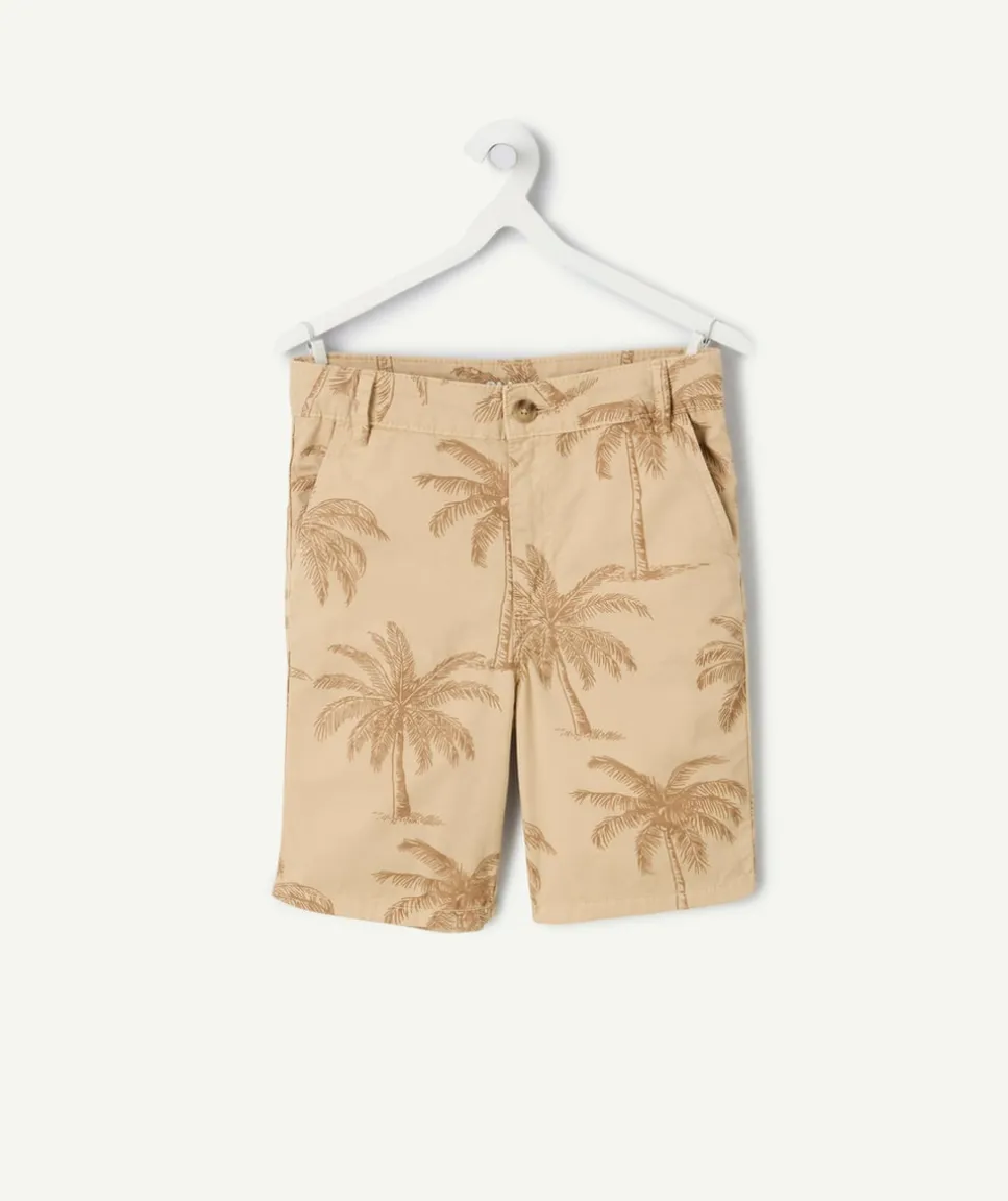 Short garçon imprimé palmiers beige