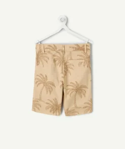 Short garçon imprimé palmiers beige