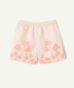 Short garçon imprimé palmiers rose