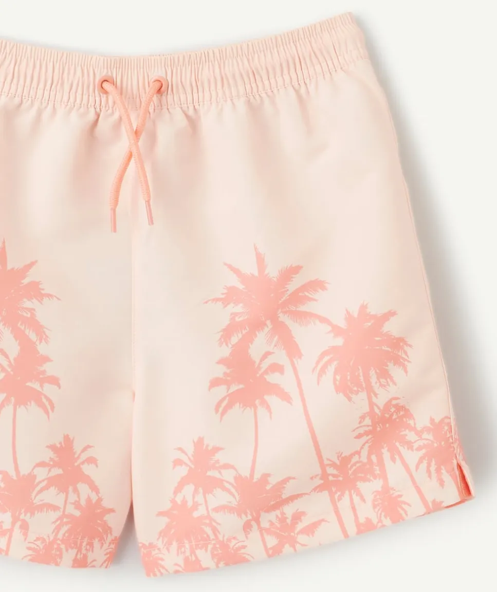 Short garçon imprimé palmiers rose