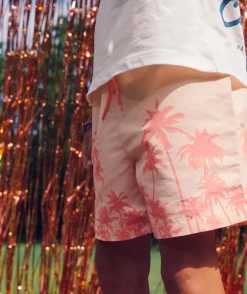 Short garçon imprimé palmiers rose