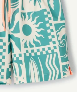 Short garçon imprimé turquoise et blanc
