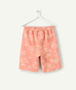 Short garçon orange imprimé palmier taille élastique