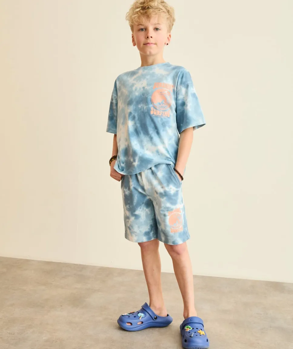 Short garçon tie-dye bleu