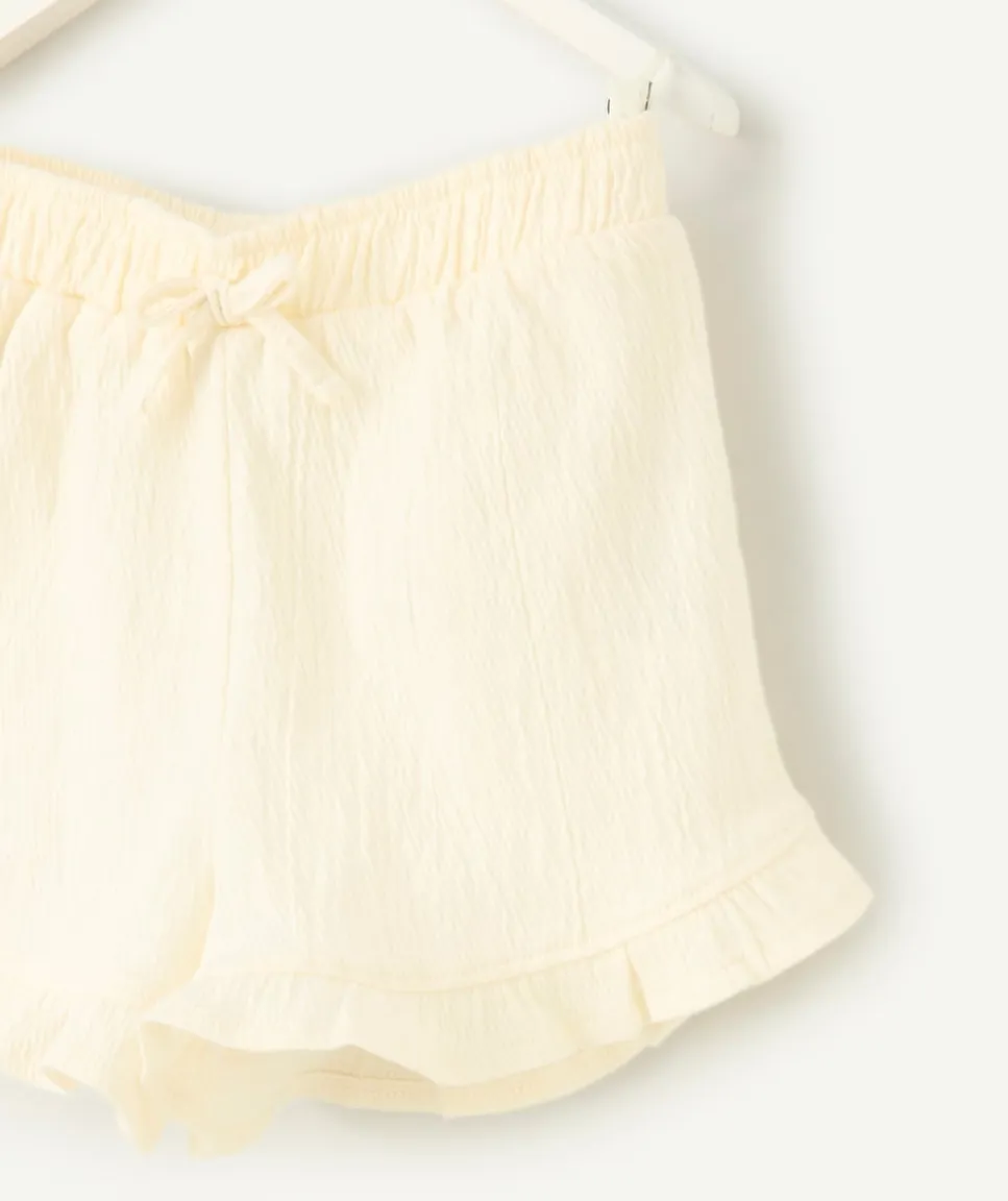 Short à volants écru bébé fille