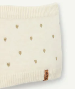 Snood bébé fille écru à coeurs