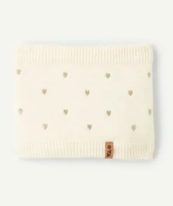 Snood bébé fille écru à coeurs