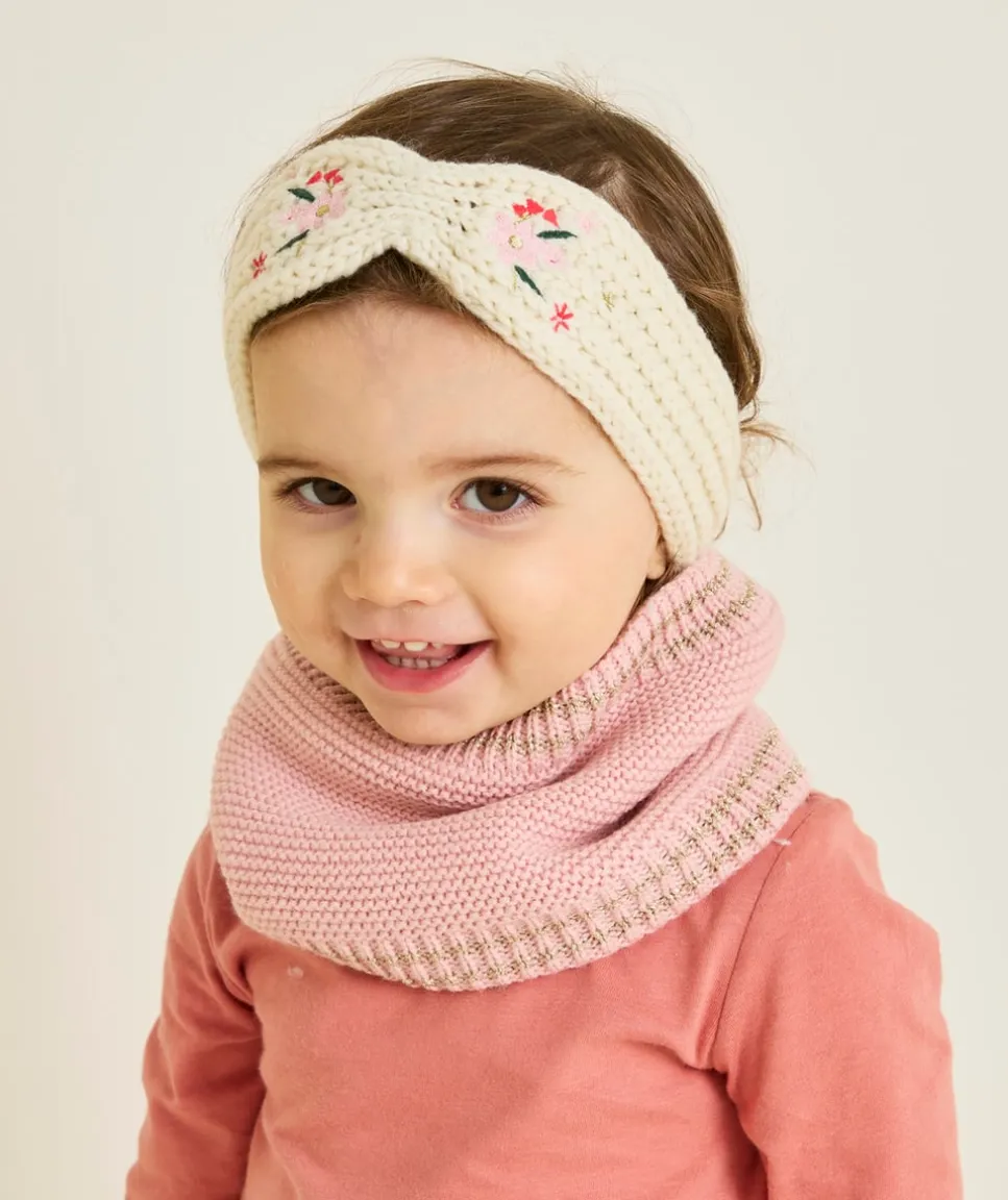 Snood bébé fille rose maille douce