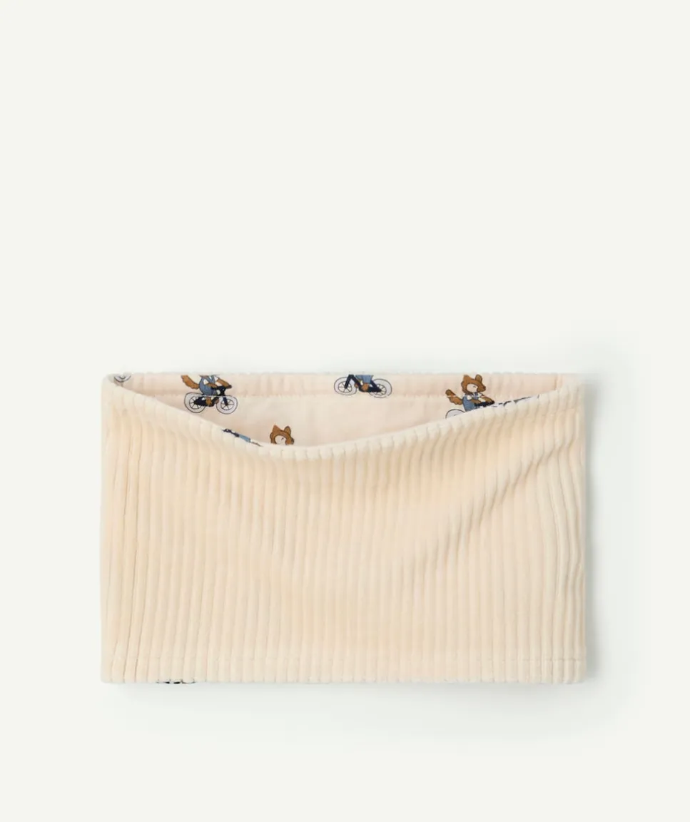 Snood bébé garçon écru imprimé renard