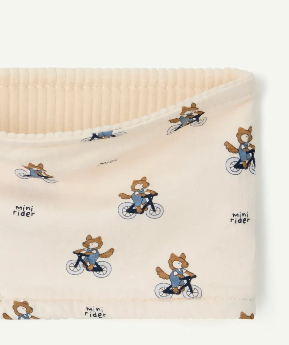 Snood bébé garçon écru imprimé renard