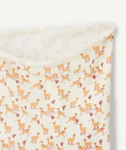 Snood bébé garçon en coton bio écru imprimé cheveaux