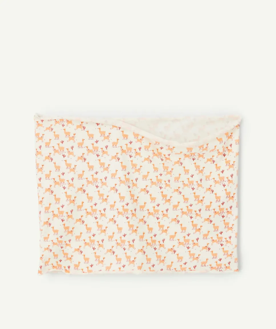 Snood bébé garçon en coton bio écru imprimé cheveaux