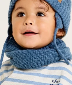 Snood bébé garçon en fibres recyclées bleu