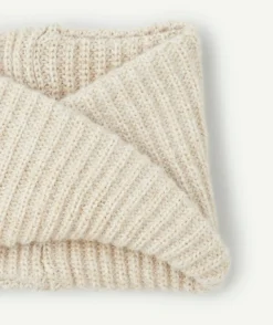 Snood en tricot fille en fibres recyclées écru