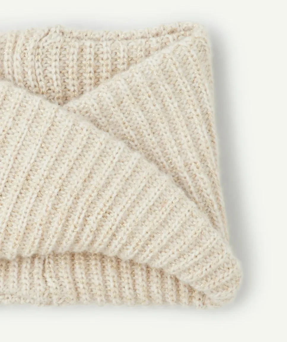Snood en tricot fille en fibres recyclées écru