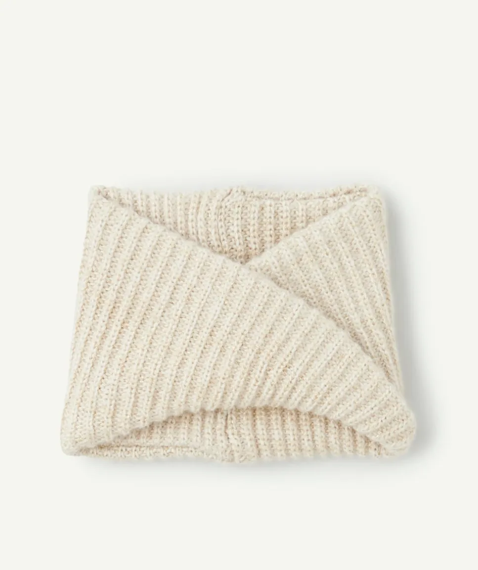 Snood en tricot fille en fibres recyclées écru