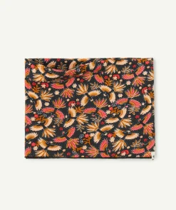 Snood fille en coton bio noir avec imprimé fleuri