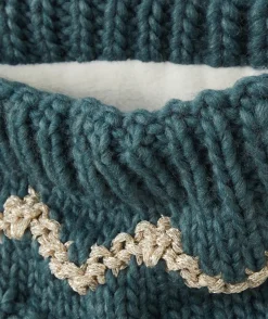 Snood fille en fibres recyclées bleu canard et brillant