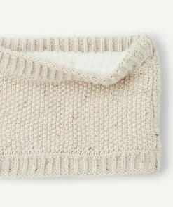 Snood tricot bébé garçon en fibres recyclées beige