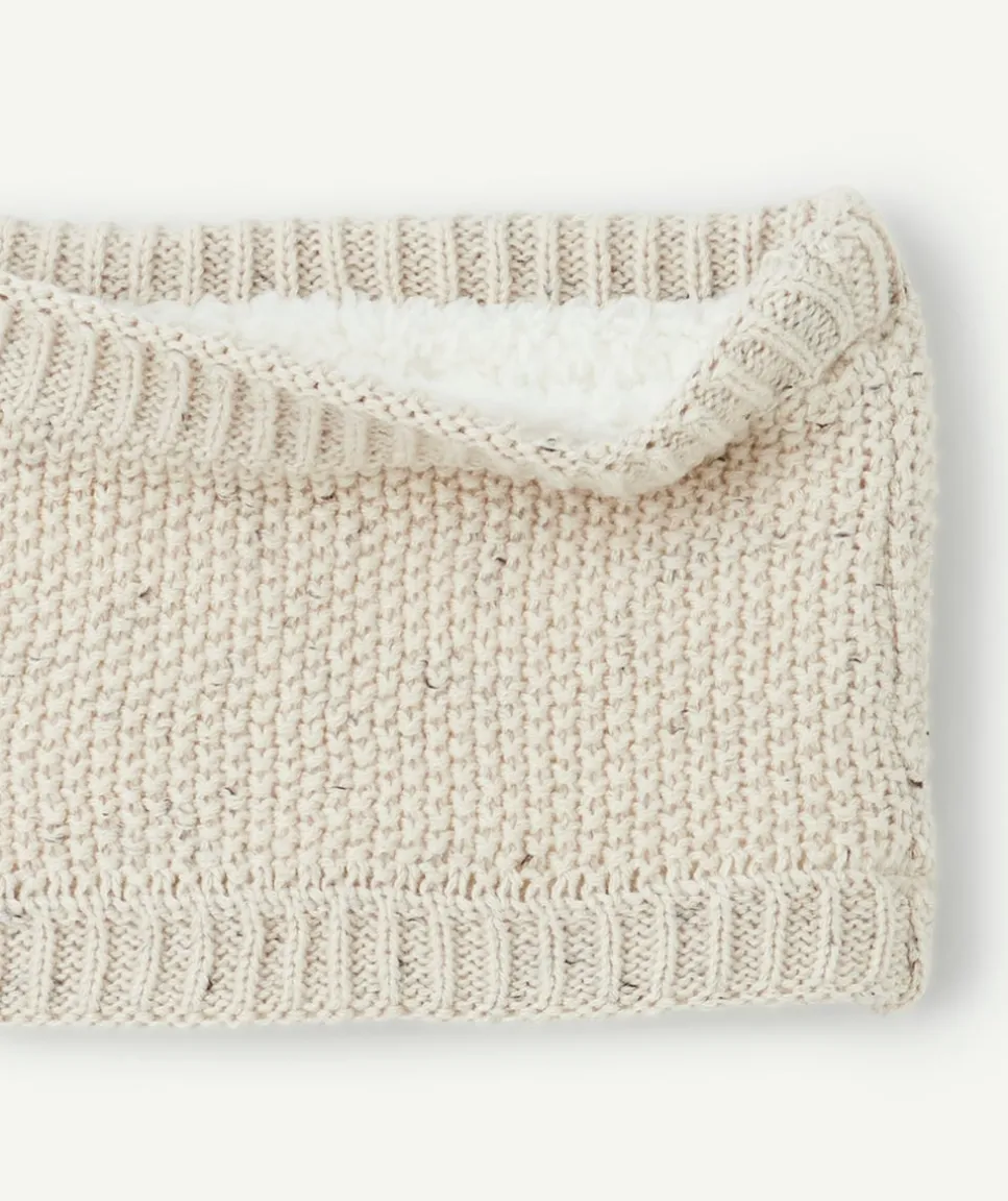 Snood tricot bébé garçon en fibres recyclées beige