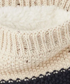 Snood tricot bébé garçon en fibres recyclées beige et bleu marine