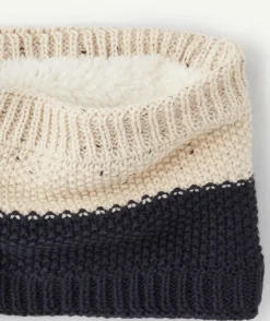 Snood tricot bébé garçon en fibres recyclées beige et bleu marine