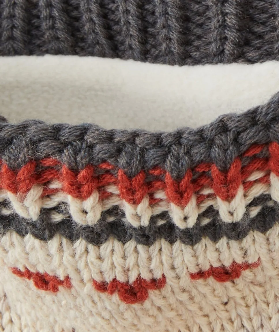 Snood tricot bébé garçon en fibres recyclées beige et gris avec motifs
