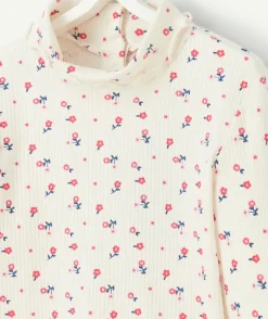 Sous-pull bébé fille en coton bio imprimé fleuri