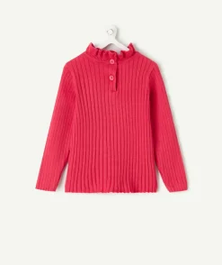 Sous-pull bébé fille en coton rose imprimé