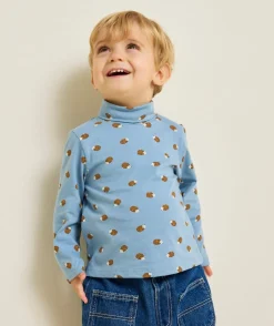 Sous-pull bébé garçon bleu imprimé hérisson