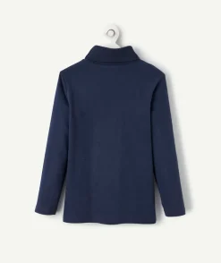 Sous-pull col roulé garçon bleu foncé en coton