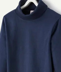 Sous-pull col roulé garçon bleu foncé en coton