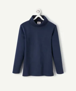 Sous-pull col roulé garçon bleu foncé en coton