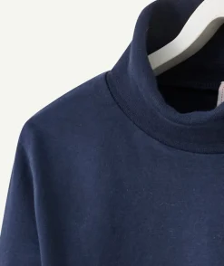 Sous-pull col roulé garçon bleu foncé en coton