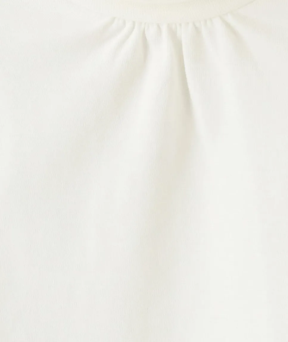 Sous-pull fille col roulé blanc uni en coton