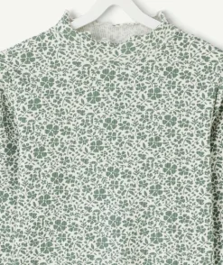 Sous-pull fille imprimé fleurs col montant
