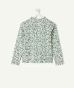 Sous-pull fille imprimé fleurs col montant