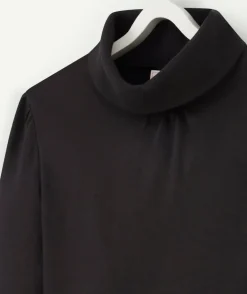 Sous-pull noir uni fille manches longues et col roulé