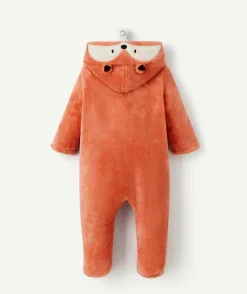 Surpyjama garçon tout doux orange avec capuche renard