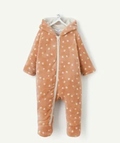 Surpyjama polaire fille en fibres recyclées rose imprimé à pois