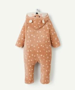 Surpyjama polaire fille en fibres recyclées rose imprimé à pois