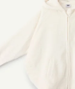 Surpyjama polaire fille zippé écru à capuche