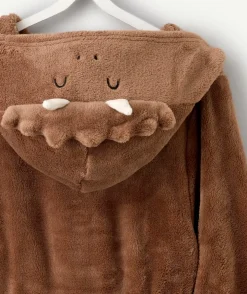 Surpyjama polaire garçon pilou brun capuche