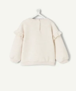 Sweat bébé fille beige imprimé coeur