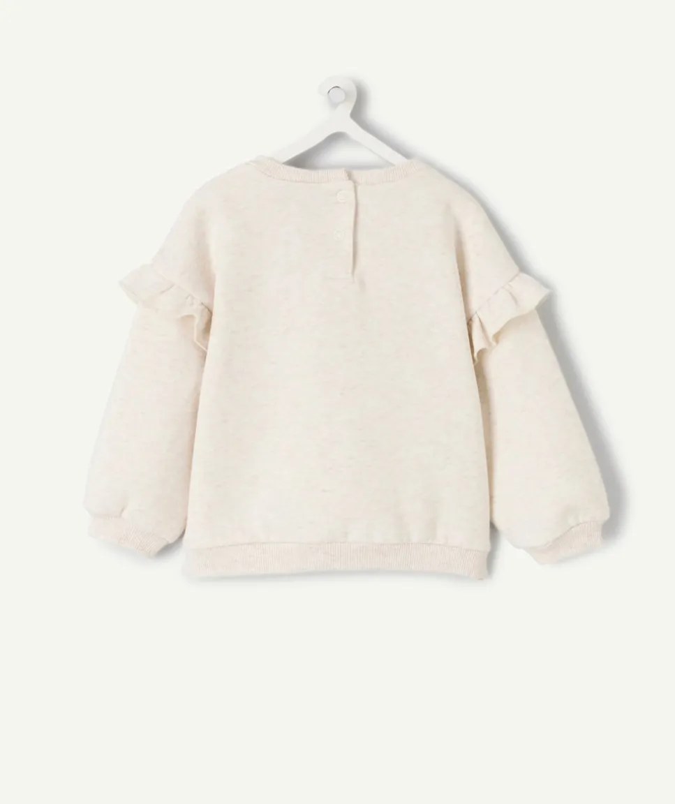 Sweat bébé fille beige imprimé coeur