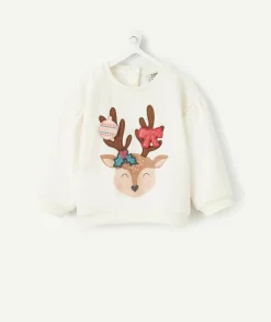 Sweat bébé fille blanc imprimé renne