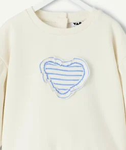 Sweat bébé fille blanc à motif cœur